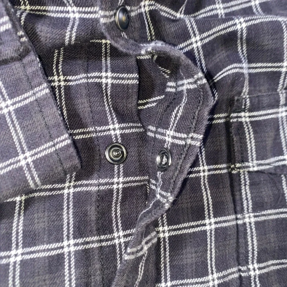 Lucky Brand Mens Navy Blue Plaid Western Snap Front Long Sleeve Shirt Large